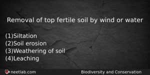Removal Of Top Fertile Soil By Wind Or Water Biology Question