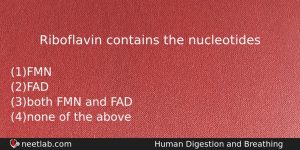 Riboflavin Contains The Nucleotides Biology Question