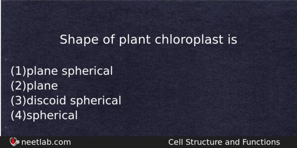 Shape Of Plant Chloroplast Is Biology Question 