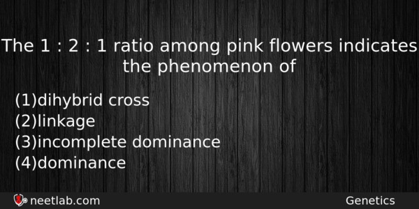 The 1 2 1 Ratio Among Pink Flowers Biology Question 