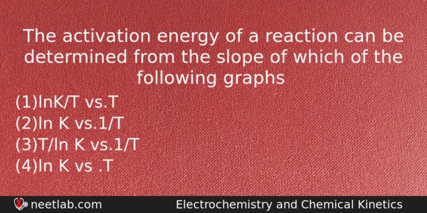 The Activation Energy Of A Reaction Can Be Determined From Chemistry Question 
