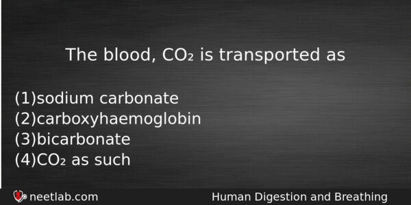The Blood Co Is Transported As Biology Question 