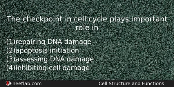 The Checkpoint In Cell Cycle Plays Important Role In Biology Question 