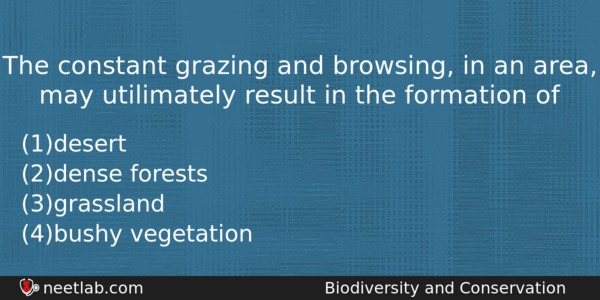 The Constant Grazing And Browsing In An Area May Utilimately Biology Question 