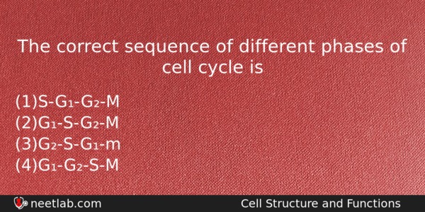 The Correct Sequence Of Different Phases Of Cell Cycle Is Biology Question 