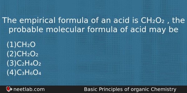 The Empirical Formula Of An Acid Is Cho The Chemistry Question 