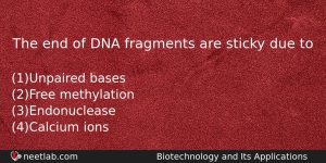The End Of Dna Fragments Are Sticky Due To Biology Question