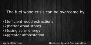 The Fuel Wood Crisis Can Be Overcome By Biology Question