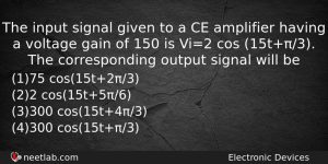 The Input Signal Given To A Ce Amplifier Having A Physics Question