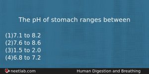 The Ph Of Stomach Ranges Between Biology Question
