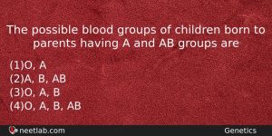 The Possible Blood Groups Of Children Born To Parents Having Biology Question