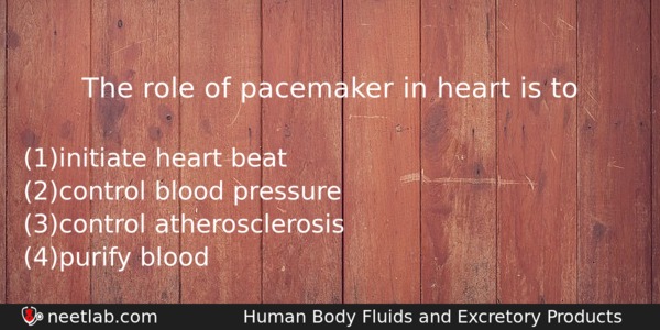 The Role Of Pacemaker In Heart Is To Biology Question 
