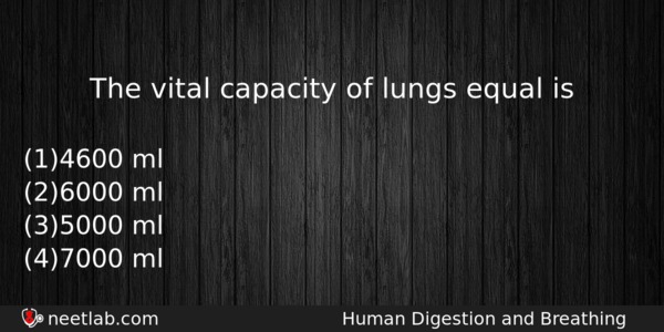 The Vital Capacity Of Lungs Equal Is Biology Question 