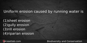 Uniform Erosion Caused By Running Water Is Biology Question