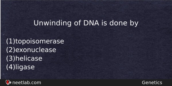 Unwinding Of Dna Is Done By Biology Question 