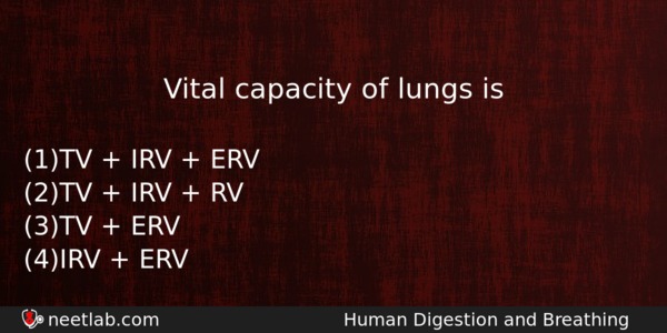 Vital Capacity Of Lungs Is Biology Question 