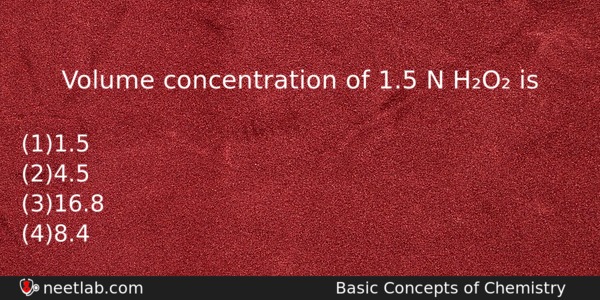 Volume Concentration Of 15 N Ho Is Chemistry Question 