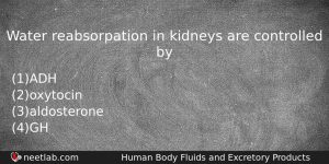 Water Reabsorpation In Kidneys Are Controlled By Biology Question