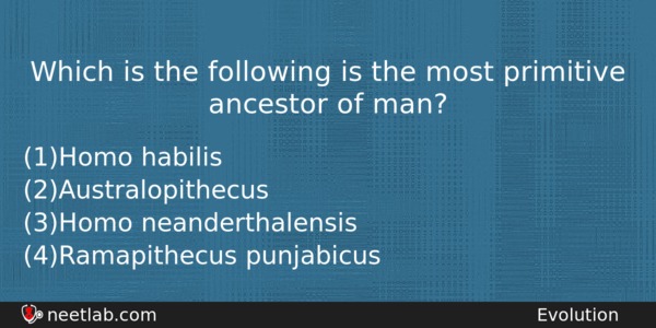 Which Is The Following Is The Most Primitive Ancestor Of Biology Question 