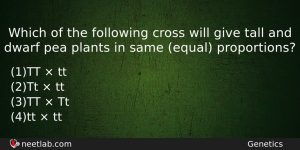 Which Of The Following Cross Will Give Tall And Dwarf Biology Question