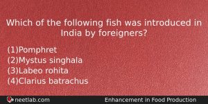 Which Of The Following Fish Was Introduced In India By Biology Question