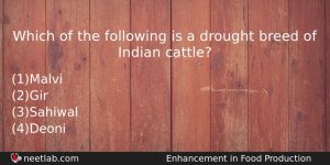 Which Of The Following Is A Drought Breed Of Indian Biology Question