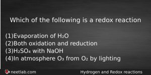 Which Of The Following Is A Redox Reaction Chemistry Question