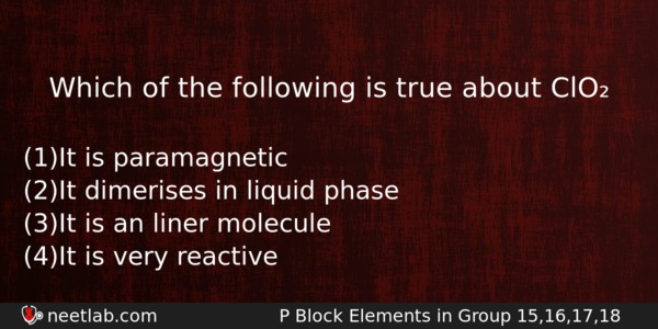 Which Of The Following Is True About Clo Chemistry Question 