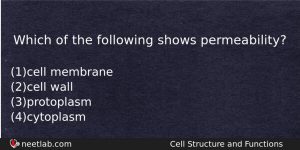 Which Of The Following Shows Permeability Biology Question