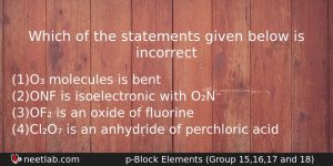 Which Of The Statements Given Below Is Incorrect Chemistry Question