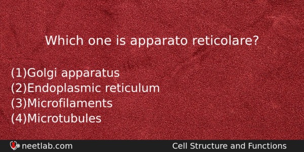 Which One Is Apparato Reticolare Biology Question 