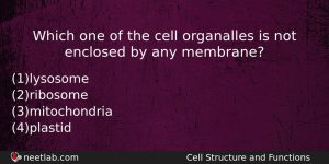 Which One Of The Cell Organalles Is Not Enclosed By Biology Question