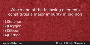 Which One Of The Following Elements Constitutes A Major Impurity Chemistry Question