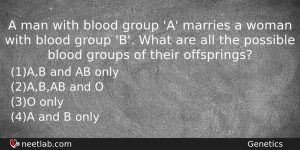 A Man With Blood Group A Marries A Woman With Biology Question