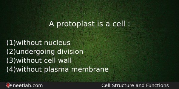 A Protoplast Is A Cell Biology Question 