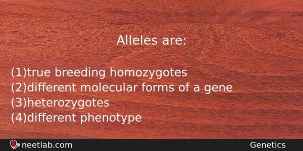 Alleles Are Biology Question 