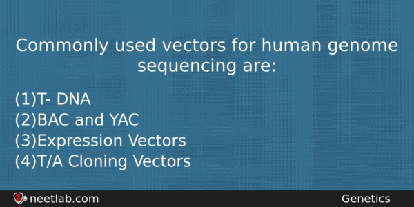 Commonly Used Vectors For Human Genome Sequencing Are Biology Question 