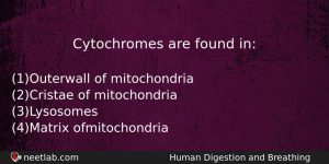 Cytochromes Are Found In Biology Question