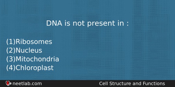 Dna Is Not Present In Biology Question 