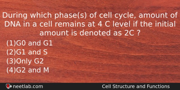 During Which Phases Of Cell Cycle Amount Of Dna In Biology Question 