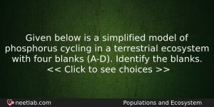 Given Below Is A Simplified Model Of Phosphorus Cycling In Biology Question