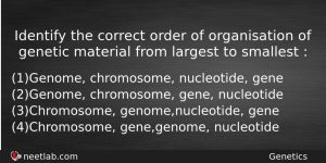 Identify The Correct Order Of Organisation Of Genetic Material From Biology Question