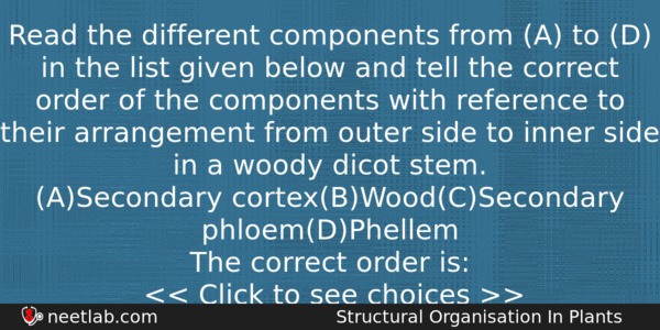 Read The Different Components From A To D In The Biology Question 