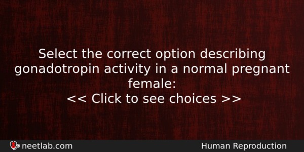 Select The Correct Option Describing Gonadotropin Activity In A Normal Biology Question 