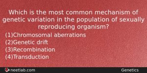 Which Is The Most Common Mechanism Of Genetic Variation In Biology Question