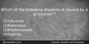 Which Of The Following Diseases Is Caused By A Protozoan Biology Question