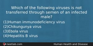 Which Of The Following Viruses Is Not Transferred Through Semen Biology Question