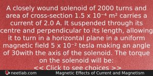 A Closely Wound Solenoid Of 2000 Turns And Area Of Physics Question