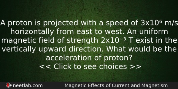 A Proton Is Projected With A Speed Of 3x10 Ms Physics Question 