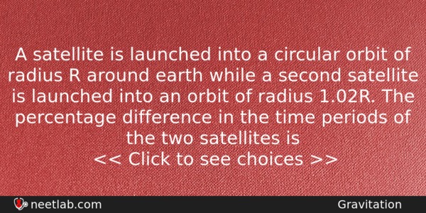 A Satellite Is Launched Into A Circular Orbit Of Radius Physics Question 